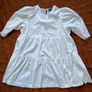 Danielle Bernstein White Ruffled Minimalistic Dress